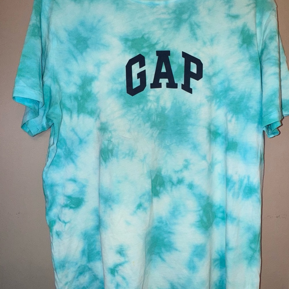 Gap Unisex Women’s Men’s Tee T-Shirt Tye Dye Blue Green Logo Soft Shirt Medium M